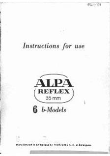 Alpa 5 b manual. Camera Instructions.